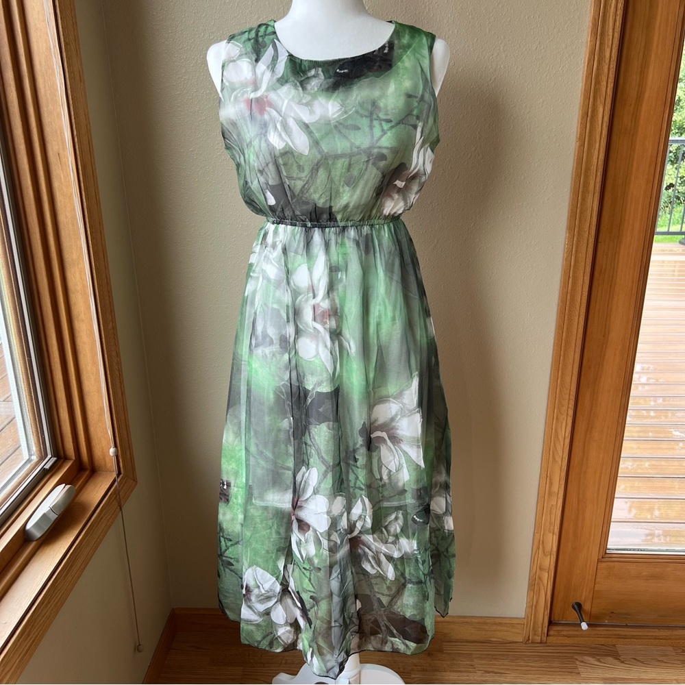 VTG Y2K Abercrombie & Fitch Dress M Sheer Midi Butterflies Fairy Whimsical *READ